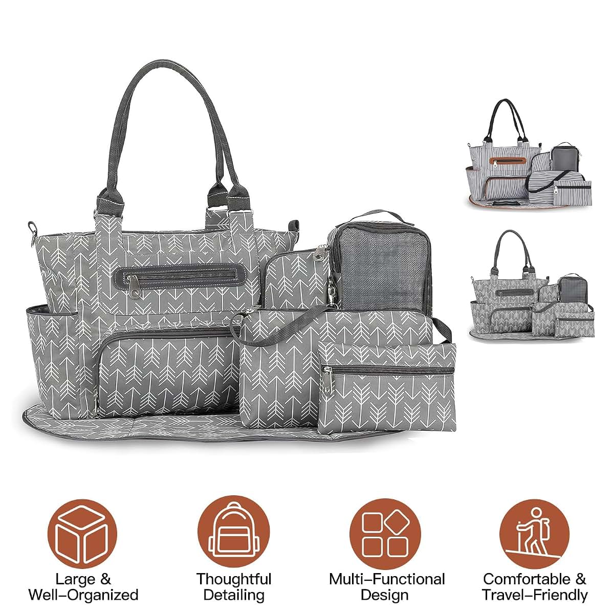 KOCASO Multifunctional Baby Diaper Bag Set - 8Pcs Baby Nappy Diaper Bags (photo 3)