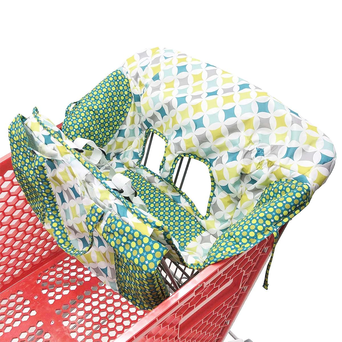 Hivvi Portable 2-in-1 Grocery Cart and Highchair Cover in Green Stars