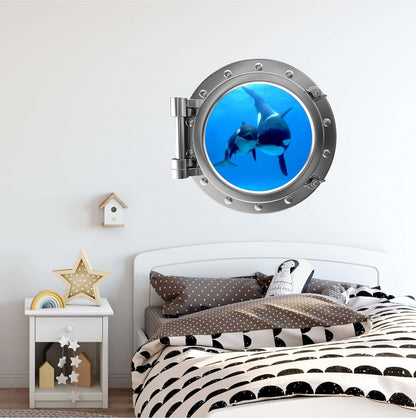 Stickit Graphix Killer Whale and Cub Porthole Window Wall Decal, 24 Inch