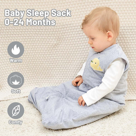 Roksuma Infant Sleep Sack 6-12 Months Winter Quilted 2.5 Tog 100% Cotton 2-Way Zipper Unisex Warm Baby Soft Toddler