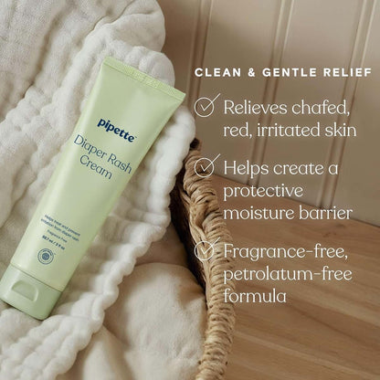 Pipette Diaper Rash Cream, Fragrance Free, 3 Fl Oz (Pack of 2)