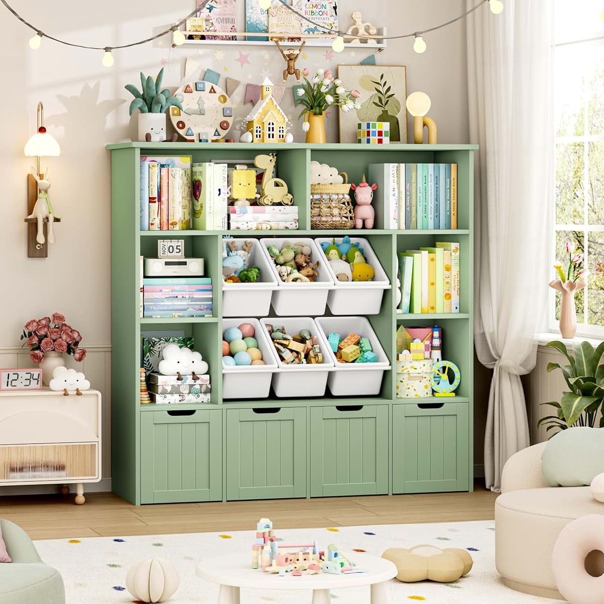 Finetones Toy Storage Organizer with Movable Drawers for Kids Playroom
