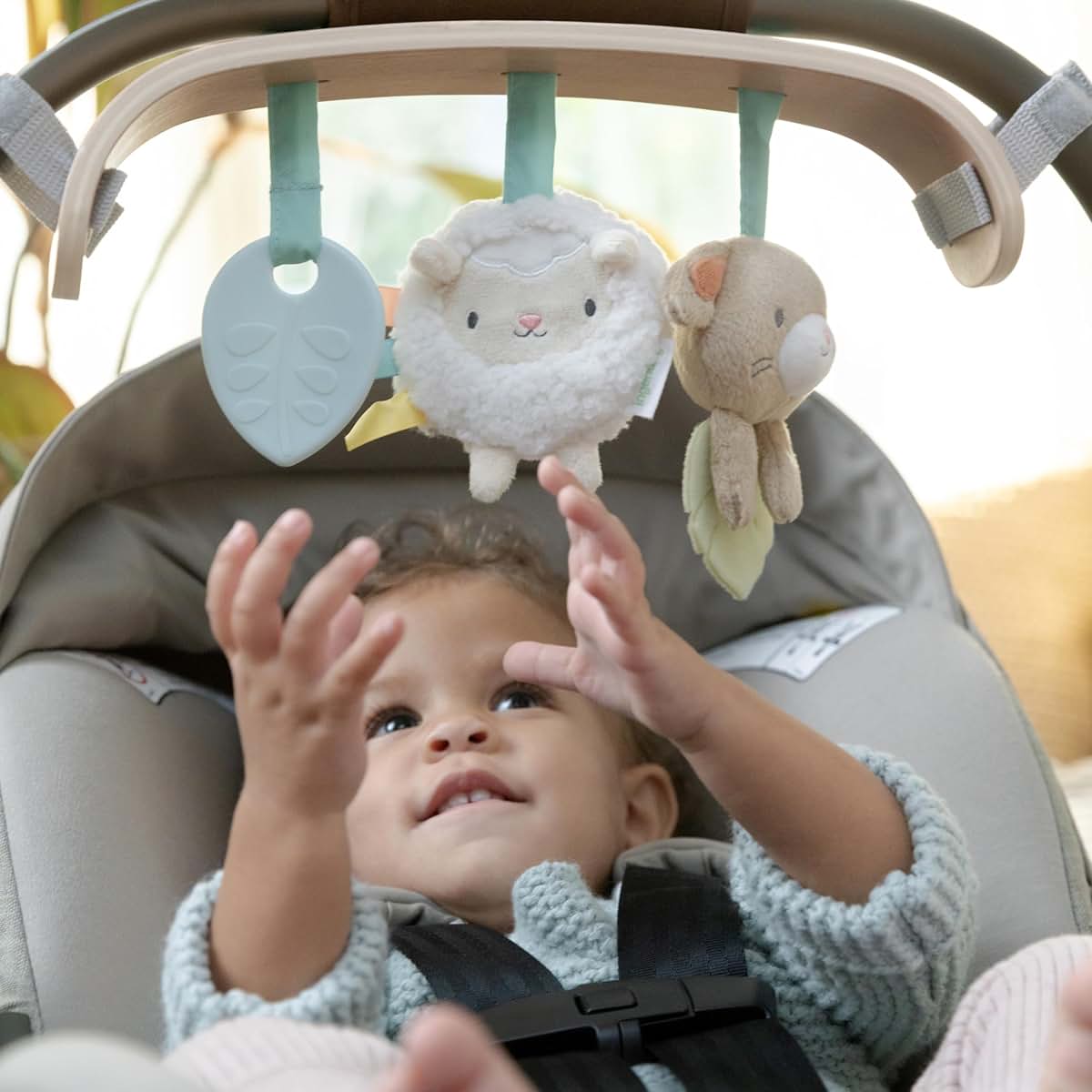 Ingenuity Essentials Wood Carrier Toy Bar for Strollers and Bouncers