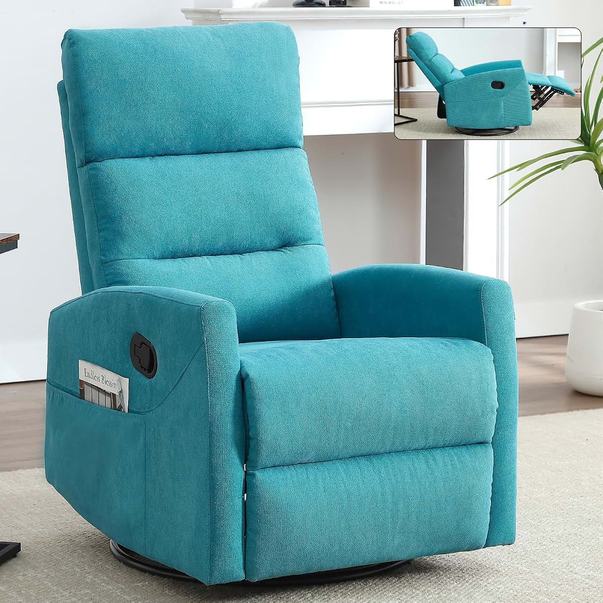 Zentrava 360° Swivel Glider Rocking Chair, Nursery & Living Room