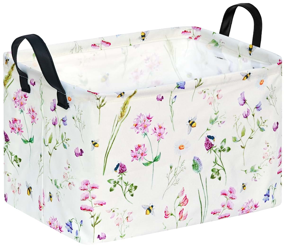 ACMUUNI Rectangle Nursery Storage Basket with Handles, Foldable Laundry Hamper