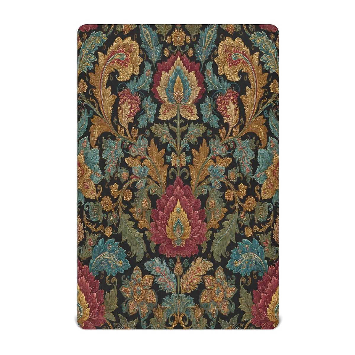 Kigai Fitted Mini Crib Sheet, Jersey Knit Floral Print For Playard Mattresses