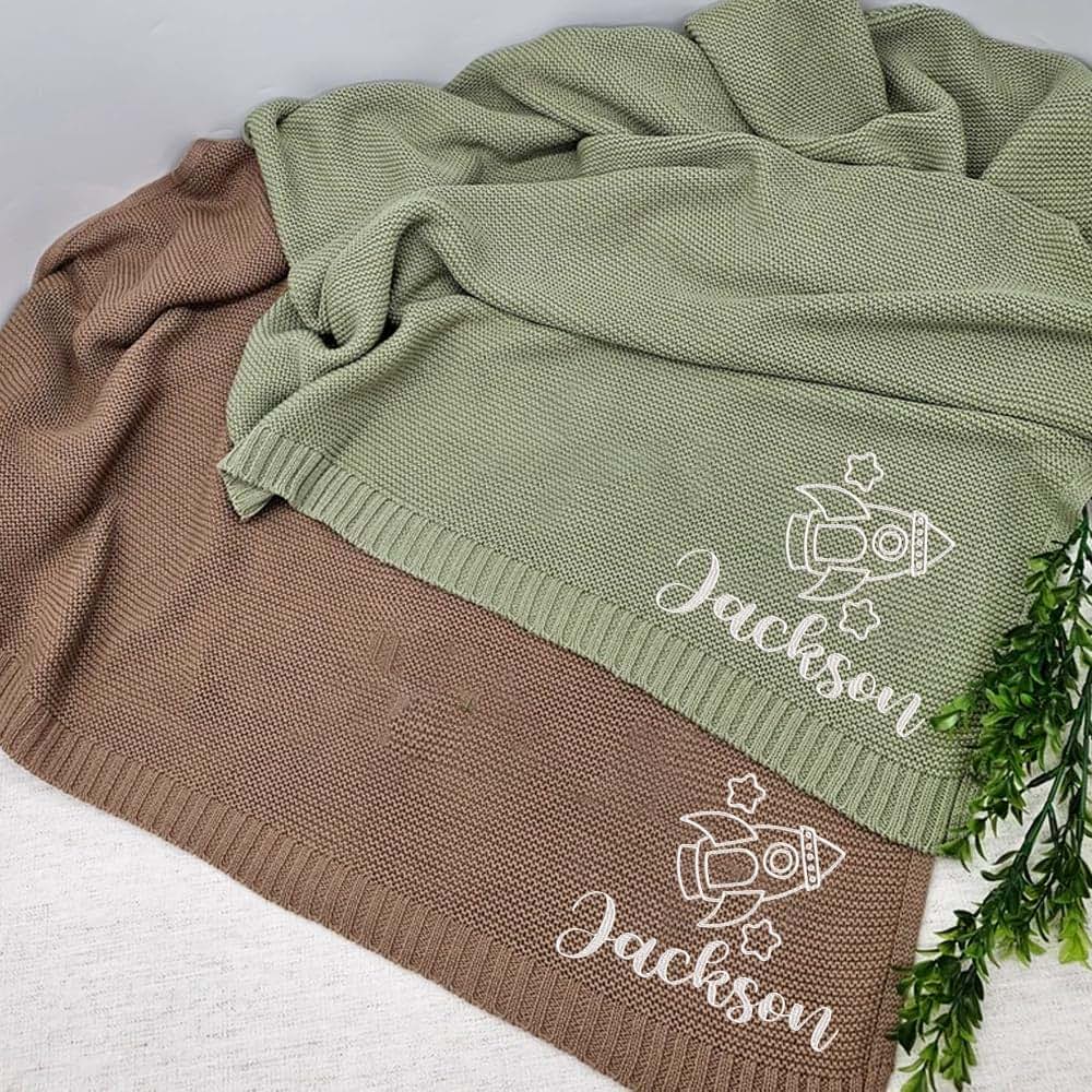 Noni Luxury Personalized Baby Blanket, Custom Knit Baby Blanket, Personalized Baby Blanket, Embroidered Baby Blanket (photo 3)