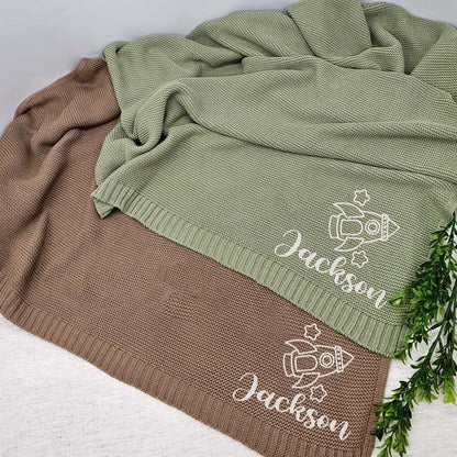 Noni Luxury Personalized Baby Blanket, Custom Knit Baby Blanket, Personalized Baby Blanket, Embroidered Baby Blanket (photo 3)
