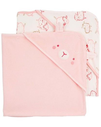 Carter Soap Baby Hooded Towel Set, 2-Pack Pink and Ivory (photo 2)