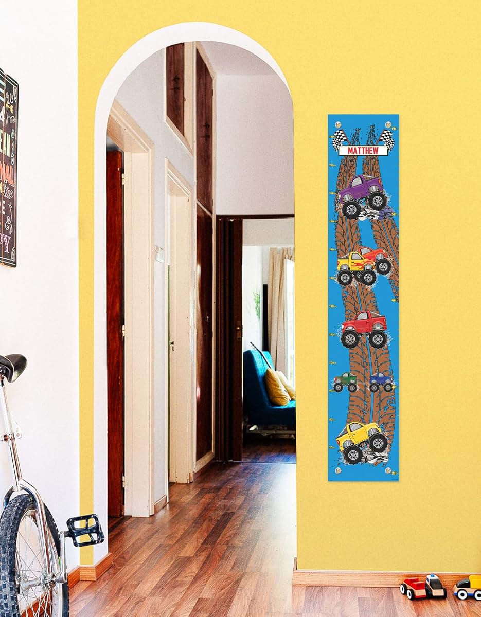 Personalization Mall Personalized Gifts Monster Trucks Cars Any Text Growth Chart - 2-Pack (photo 4)