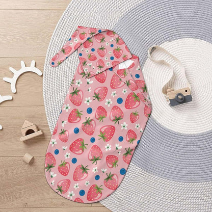 Qiohoey Cute Pink Strawberry Newborn Baby Swaddle Blanket with Beanie Hat Baby Receiving Blanket Gifts for Boys Girls