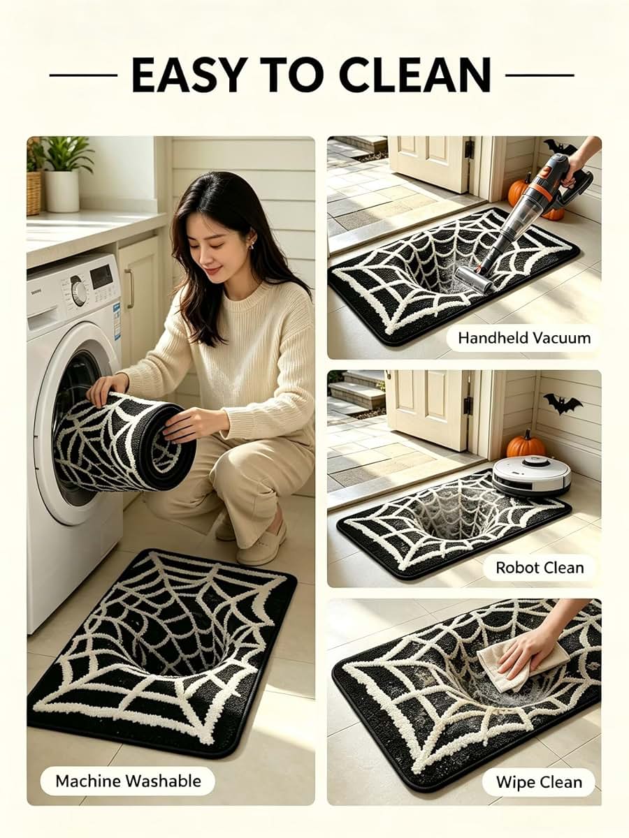 Cheuinr Halloween Spiderweb Washable Rug (photo 4)