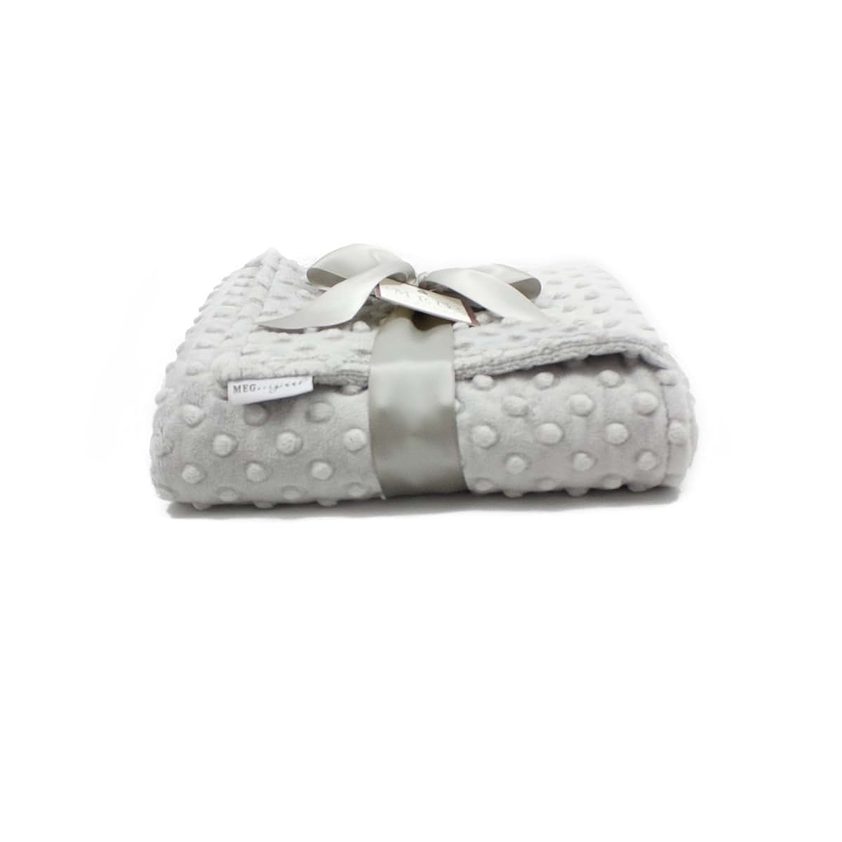 MEG ORIGINAL Double-Sided Silver Gray Minky Dot Baby Blanket (photo 4)
