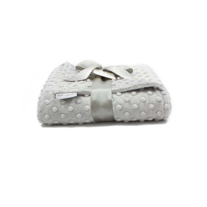 MEG ORIGINAL Double-Sided Silver Gray Minky Dot Baby Blanket (photo 4)
