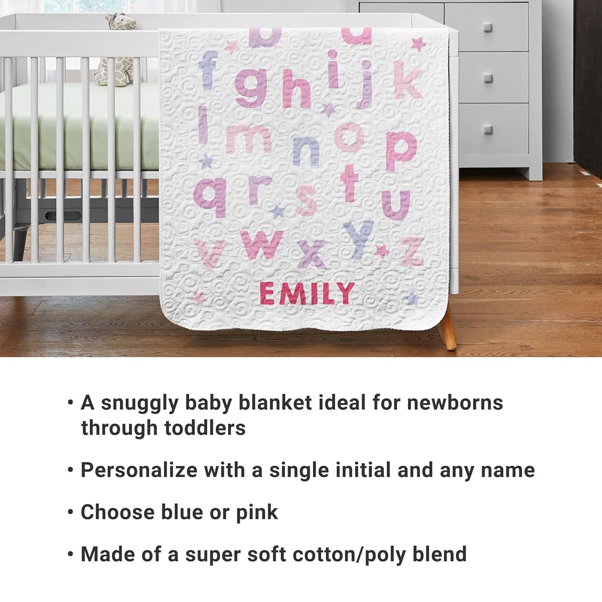 Let's Make Memories Personalized Quilted Baby Blanket - Heirloom Keepsake for New Baby Shower - Super Soft - Nursery (photo 3)