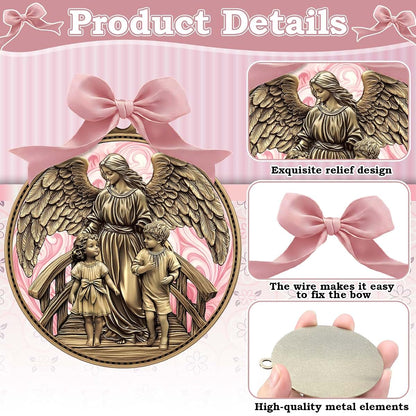 Misdary Guardian Angel Crib Medal with Pink Ribbon, 3 Inch Nursery Keepsake
