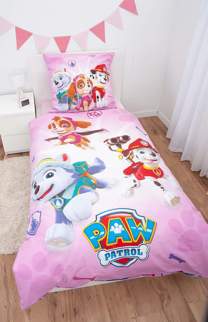 Herding Paw Patrol Bed Linen, Cotton, Pink, 200 x 135 x 0.2 cm