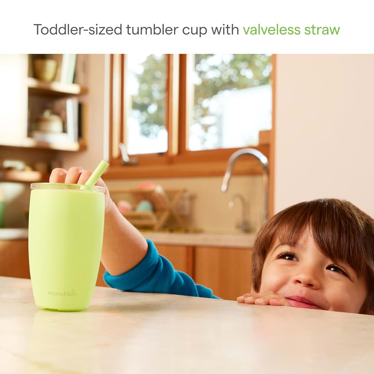 Munchkin Simple Clean Tumbler Straw Cup for Toddlers 12+ Months, 10 Ounce, 2 Pack, Blue/Green