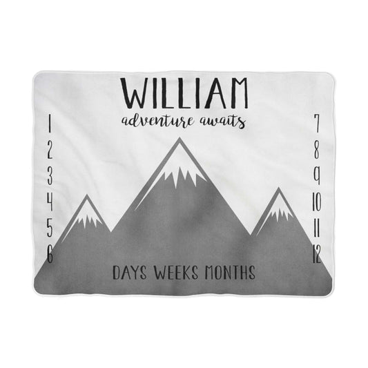 WolfeDesignPDD Milestone Blanket Adventure Awaits Mountain Monthly Growth Tracker Soft Blanket Newborn Gift Blanket