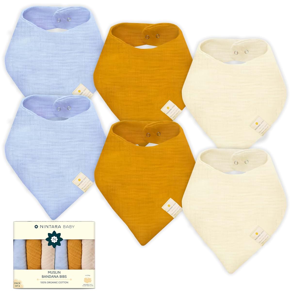 NintaraBaby Bandana Bibs - Cotton Muslin Bibs for Babies