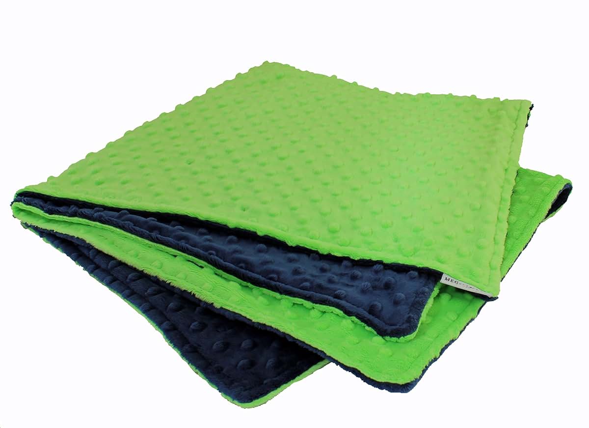 MEG ORIGINAL Navy Blue & Lime Green Minky Dot Baby Blanket 972 (photo 4)