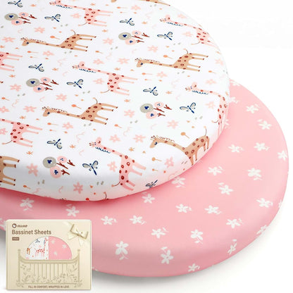 Filleep Fitted Bassinet Sheet Set - Universal Fit for Moses Basket