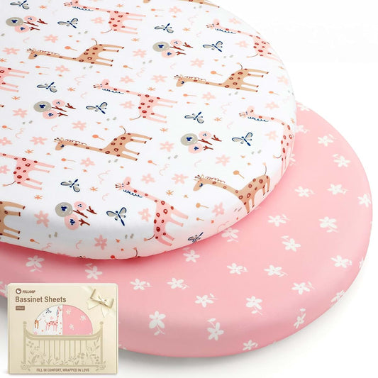 Filleep Fitted Bassinet Sheet Set - Universal Fit for Moses Basket
