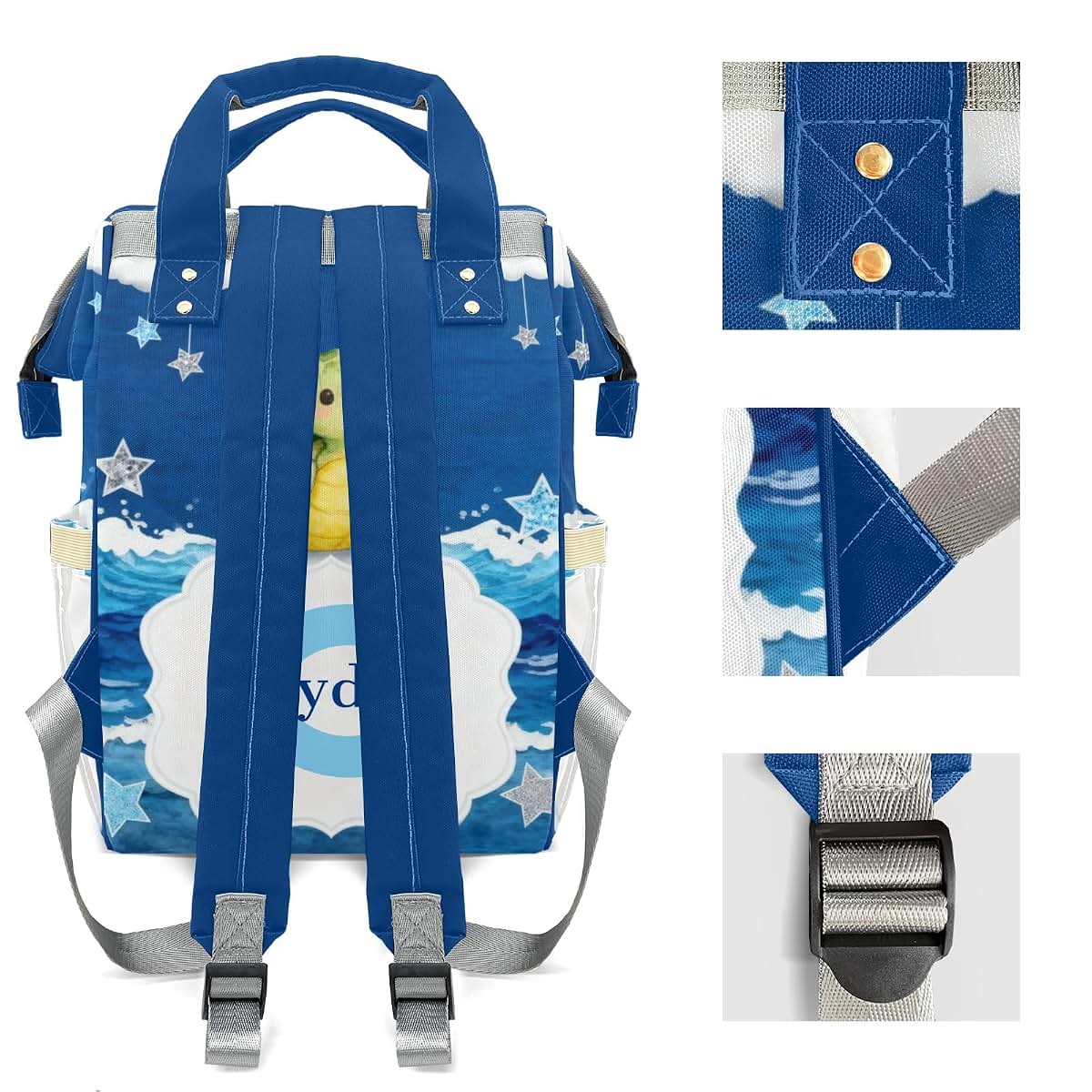 YallLocoMo Personalized Diaper Bag Backpack Name Watercolor Turtle Star Functional Waterproof Bag: Gift for Moms, Dads