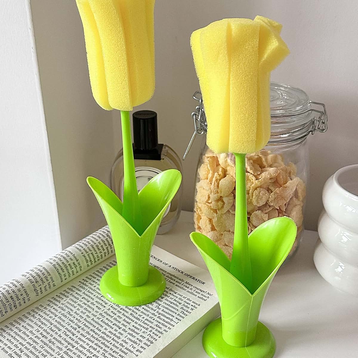 Jwthee 2PCS Sponge Cleaning Brush Set With Long Handle For Bottles (photo 2)