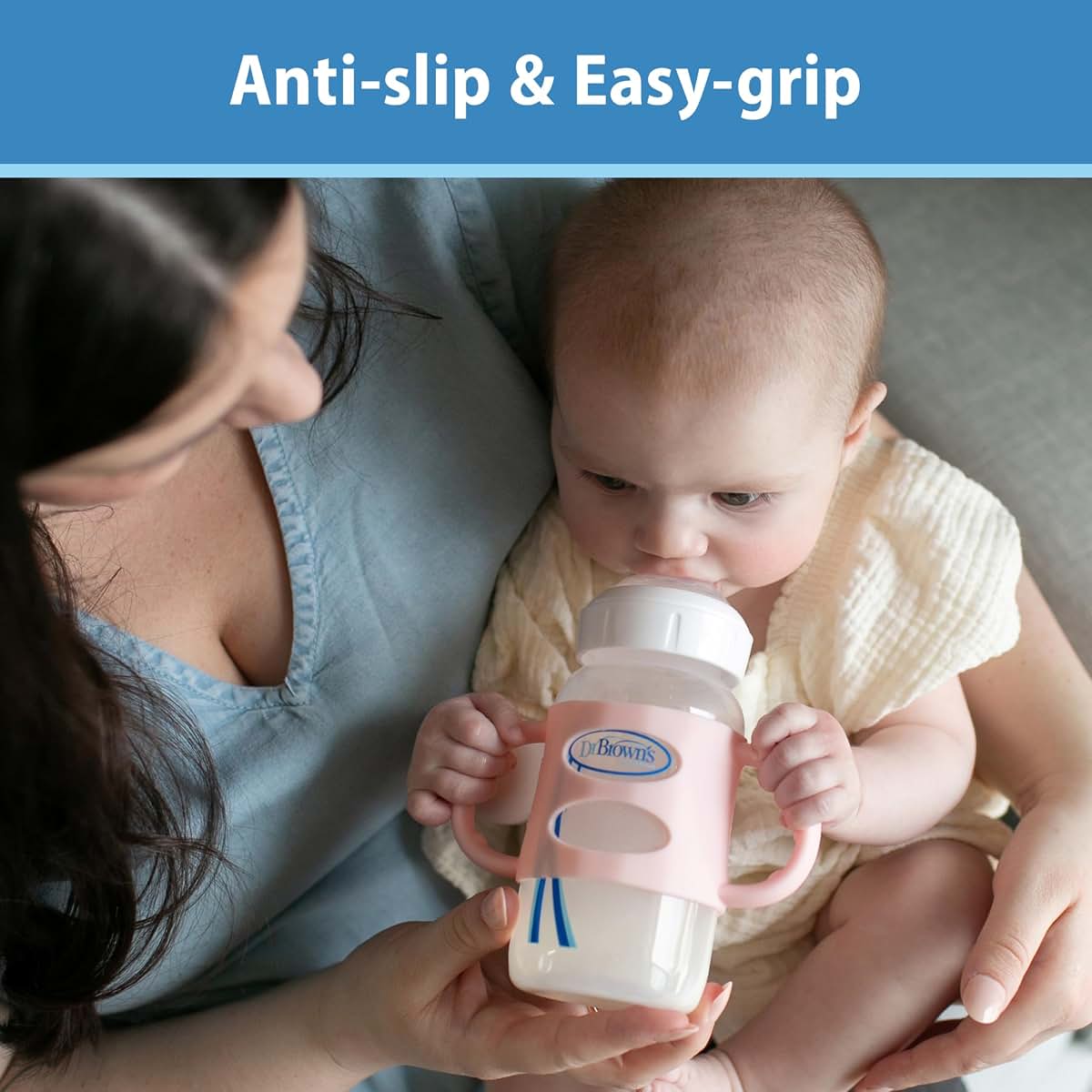 Dr. Brown's Wide-Neck Baby Bottle Silicone Handles, 3-Pack for 4m+