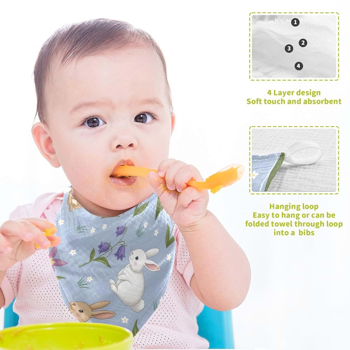 CUPADA Muslin Washcloth Set for Baby | Pure Cotton, Absorbent 12x12 Inch Wipes