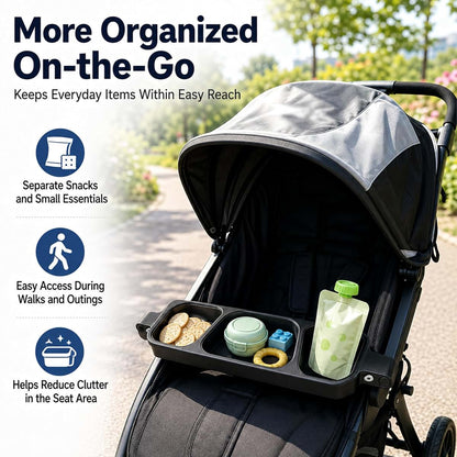 Flat Snack Tray Attachment for BOB Flex 3.0 Jogging Stroller, Wide Activity Surface, Black