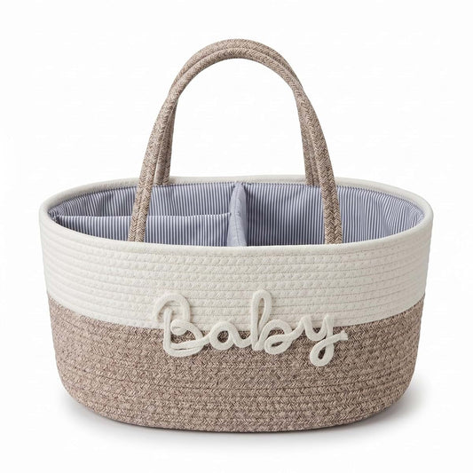 WeaveDeco Baby Diaper Caddy Organizer Cotton Rope