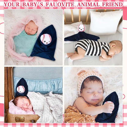 Fanfanwin 15 Inch Baseball Security Blanket Plush Polyester Cuddle Toy for Baby