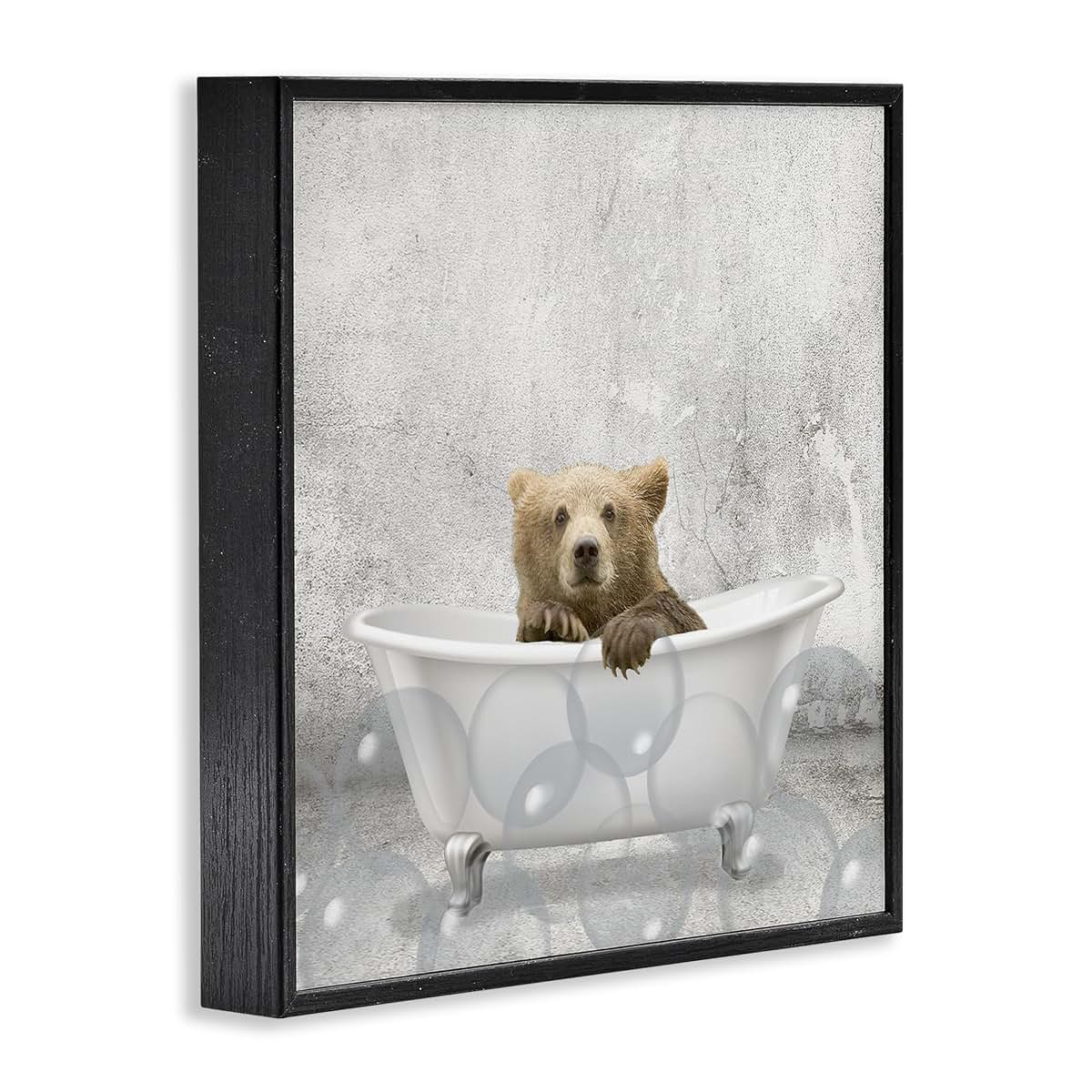 Stupell Industries Baby Bear Bath Time Framed Giclee Art