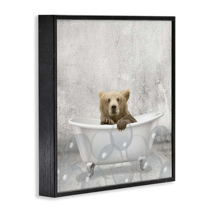 Stupell Industries Baby Bear Bath Time Framed Giclee Art