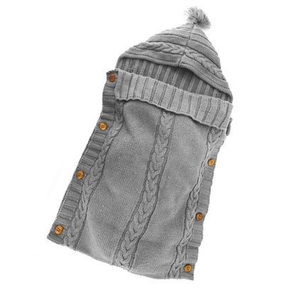 XMWEALTHY Newborn Baby Wrap Swaddle Blanket Knit Wrap With Wooden Buttons Dark Grey 0-6 Months