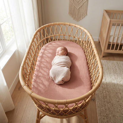 IOCCLH Muslin Bassinet Sheets 4-Pack