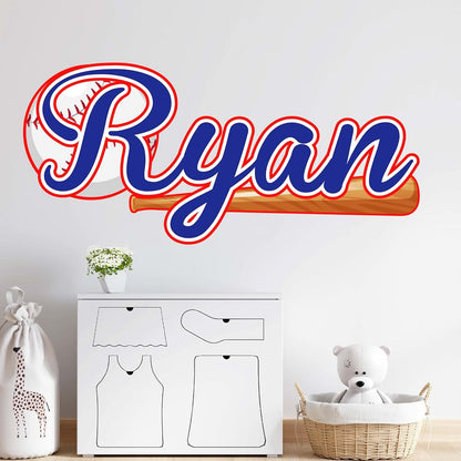 AdesiivoStudio Personalized Baseball Wall Decal Name Sticker