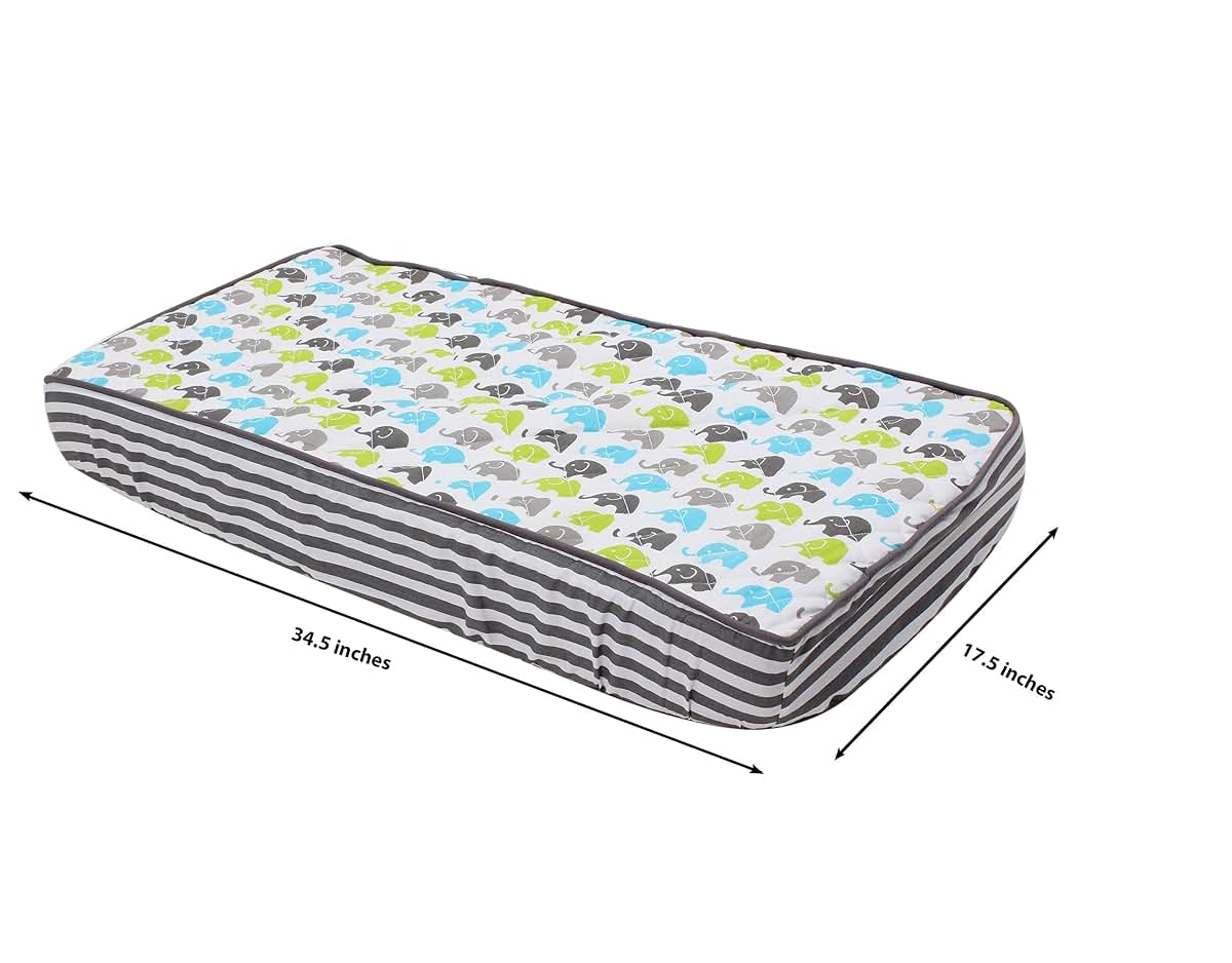 Bacati - Elephants Aqua/Lime/Grey Changing Pad Cover (Aqua/Lime/Grey) (photo 3)