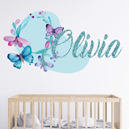 AdesiivoStudio Butterfly Name Wall Decals For Girls Bedroom Decor