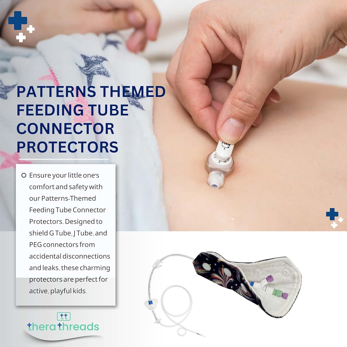 Therathreads Feeding Tube Connector Covers - 5 Pack Fruit Pattern (photo 3)