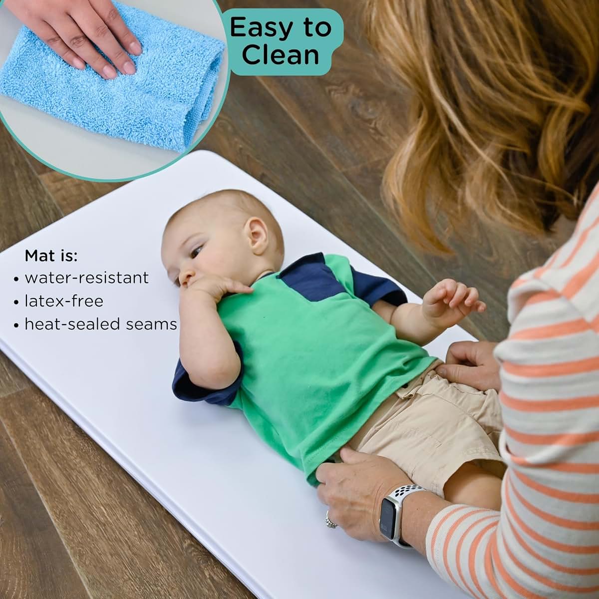 Children's Factory Vinyl Changing Pad with Waterproof Seams, 39 x 17 Inch Wipeable Portable Baby Mat
