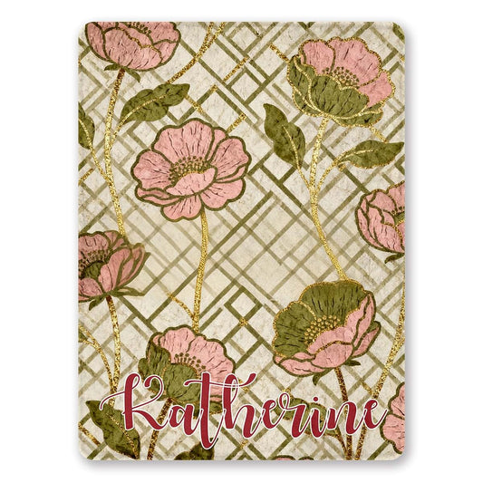 SBQMVGNZ Custom Name Baby Blankets for Girls Boys Personalized Vintage Retro Floral Fleece Throw Blanket, Gifts for