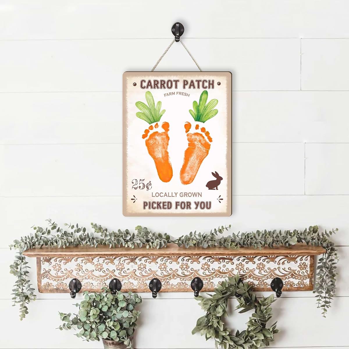 Beethis Personalized Baby's First Easter Footprint Hanging Sign (photo 3)