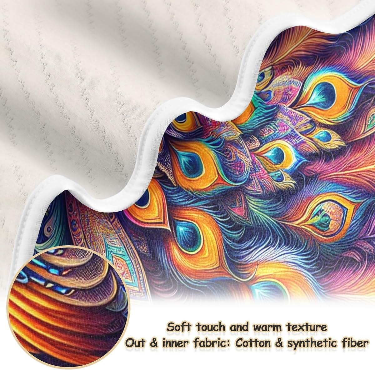 Nesatuwa Peacock Hindu Elegance Baby Blanket, Cotton Muslin, 30 x 40 Inch