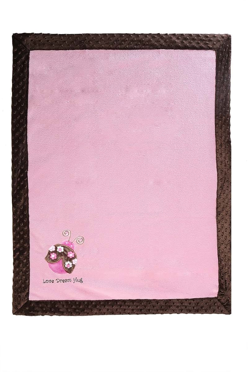 Bacati Ladybug Pink and Chocolate Velour Baby Blanket