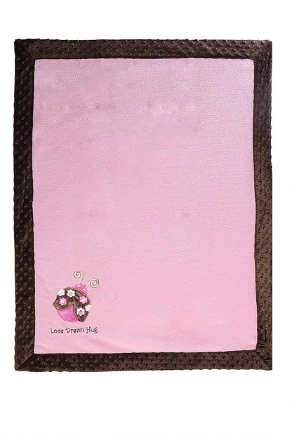 Bacati Ladybug Pink and Chocolate Velour Baby Blanket
