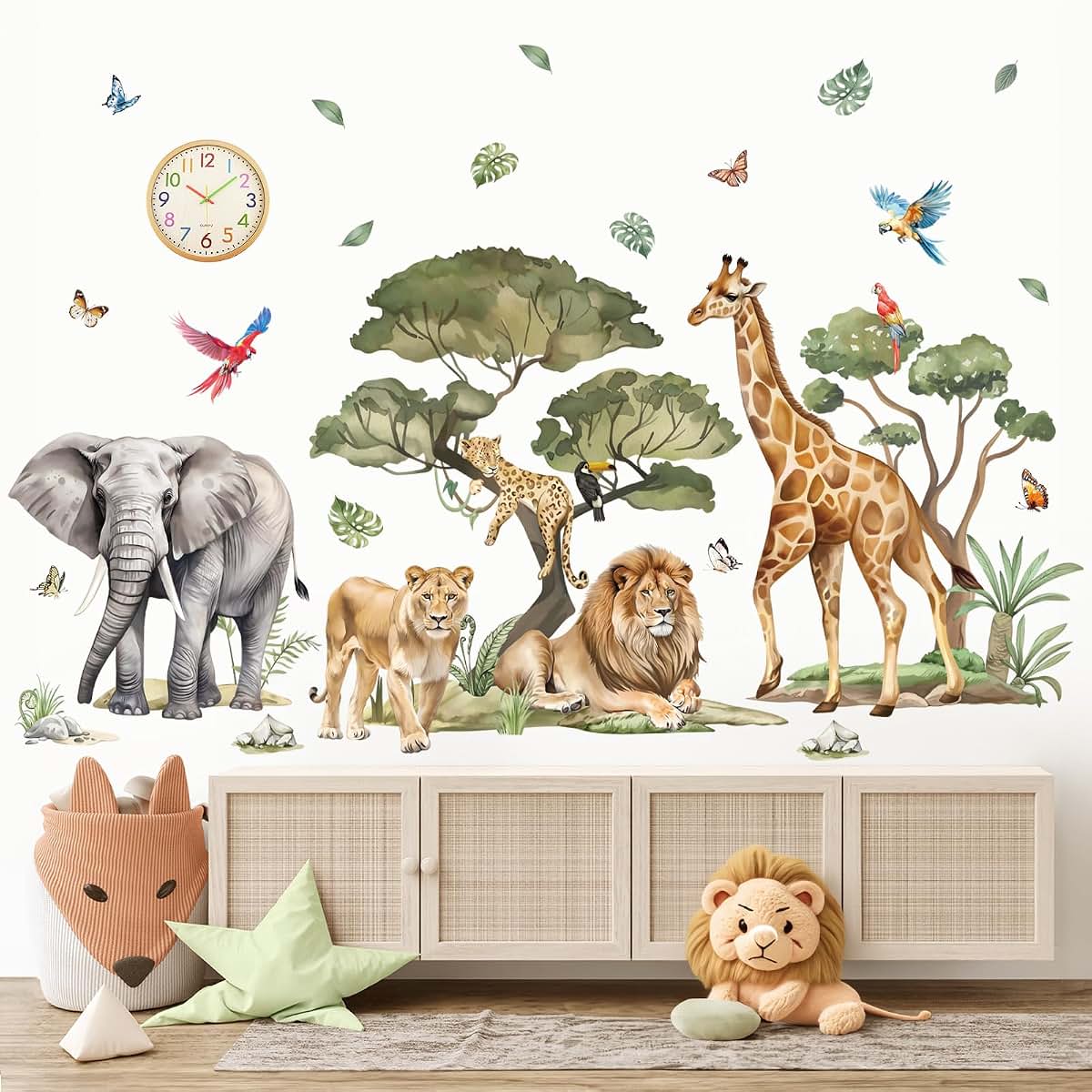 Wondever Jungle Animals Wall Decals Safari Elephant Lion Wall Stickers XL (photo 2)