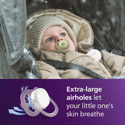 Philips Avent Ultra Air Nighttime Pacifier 18 Months Plus Glow In Dark Cap 4 Pack